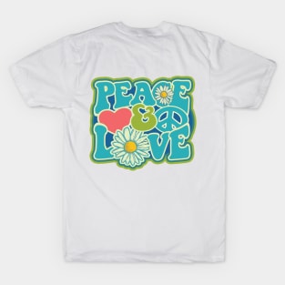 LOVE PEACE RETRO Style 60s 70s Color Blast Distressed Hippie T-Shirt T-Shirt